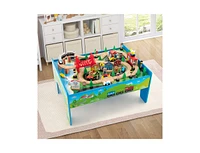 Slickblue 80-Piece Wooden Train Set and Table