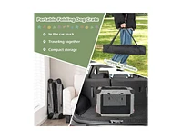 Slickblue 3-Door Dog Crate with Removable Pad and Metal Frame