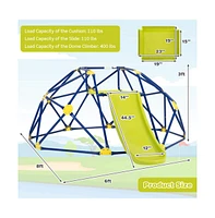 Slickblue Kids Climbing Dome with Slide and Fabric Cushion for Garden Yard