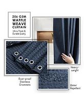 Clara Clark Heavy Duty Fabric Water-resistant Shower Curtains - Waffle Design 72"x72"