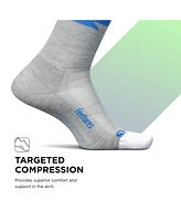 Feetures Men's Elite Light Cushion Mini Crew Sock - Sport Sock with Targeted Compression - Large, Synthwave Gray (1 Pair)