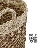 Honey Can Do Tea Stained Woven Basket with Handles