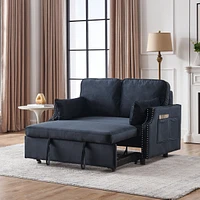 Streamdale Furniture 50" Velvet Sleeper Sofa with Storage and Pull-out Bed