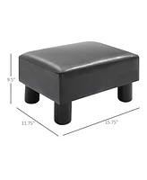 Simplie Fun Small Faux Leather Ottoman Footrest, Black