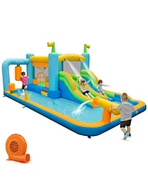 Costway Inflatable Water Slide Giant Kids Bounce House Park Splash Pool with 680W Blower