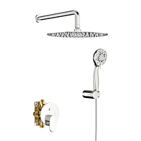 10" Rain Shower Head Systems, Dual Shower Heads, Brushed Nickel, Wall Mounted Shower