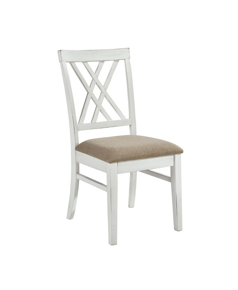 Simplie Fun White and Oak Finish Side Chairs 2 Piece Set