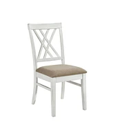 Simplie Fun White and Oak Finish Side Chairs 2 Piece Set