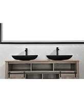 14.38" L -22.25" W -4-3/8 In. H Matte Shell Glass With Faucet And Pop-Up Drain In Matte Black