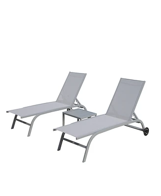 Simplie Fun Outdoor Chaise Lounge Set With Table