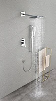 Wall Mounted Waterfall Rain Shower System With 3 Body Sprays & Handheld Shower