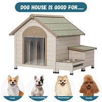 Streamdale Furniture Wood Dog House with Open Roof for Small to Medium Dogs