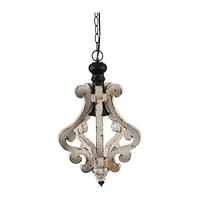Distressed White Wood Chandelier for Living Room