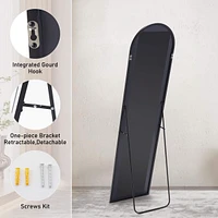 Floor Standing Mirror, Wall Mirror With Stand Aluminum Alloy Thin Frame, 21"X64",Black