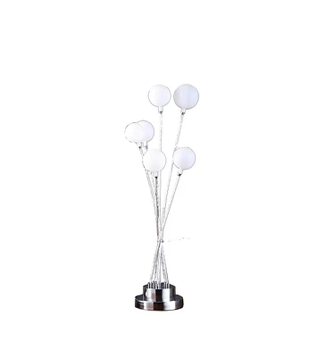 Simplie Fun 27.5" In 6-Light Acrylic Globe Aluminun Led Chrysanthe Silver Chrome Metal Table Lamp