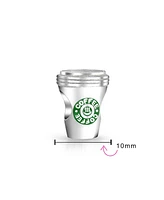 Bling Jewelry Latte Lover Travel Mug Drink Coffee Cup Charm Bead For Women Students Sterling Silver Fits European Charm Bracelet