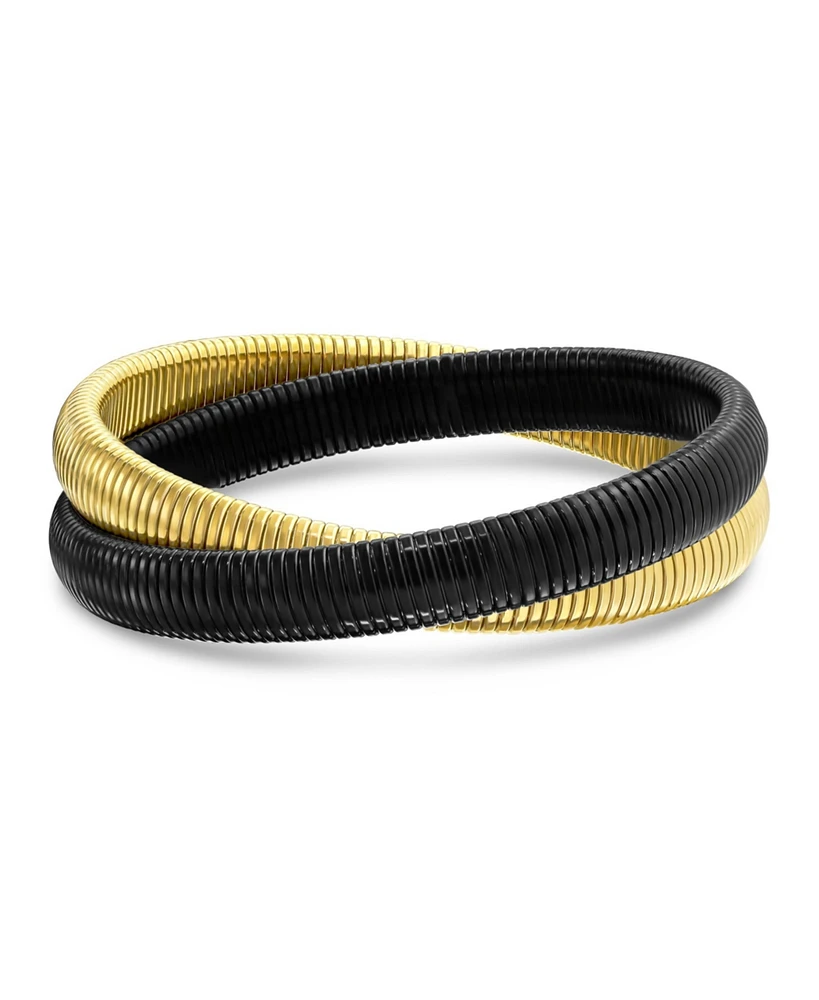 Bling Jewelry Omega Snake Cobra Wide Bangle Twisted Bracelet Bands Set Interlocking Flexible Stretch Bracelets Fits 8 to 8.5 inches Wrist