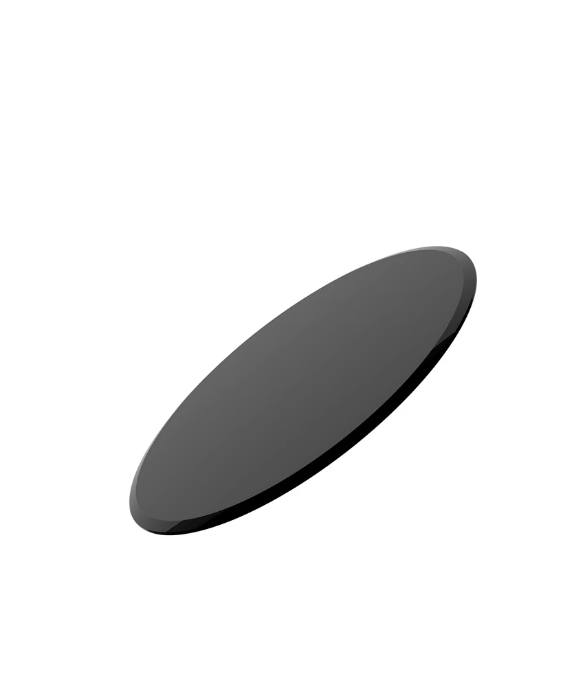 Simplie Fun 38.6" Inch Round Tempered Glass Table Top Black Glass 1/2" Inch Thick Beveled Polished Edge