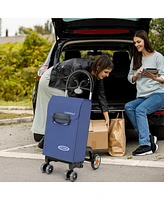 Folding Shopping Cart Utility Hand Truck with Rolling Swivel Wheels, Removable Bag & Cozy Handle