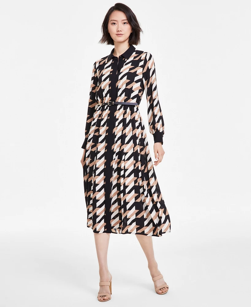 Anne Klein Women's Printed A-Line Shirtdress