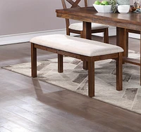 Solid Wood Bench - Natural Brown Finish, Contemporary Style