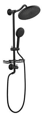 Matte Black Shower System: Rain Showerhead, Hand Shower, Slide Bar, Soap Dish