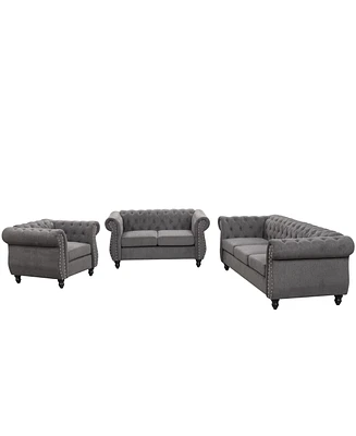 Simplie Fun Velvet Upholstered 3-Piece Sofa Set