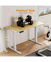 Electric Height Adjustable Standing Desk, Sit To Stand Ergonomic Computer Desk, Yellow, 48" X 24"