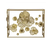 Gold Console Table with Mirrored Glass Top, Modern Entryway Table