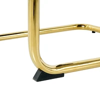 Set of 4 White Dining Chairs with Gold Metal Legs