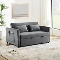 Streamdale Furniture 3-in-1 Convertible Velvet Sofa Bed with Adjustable Backrest