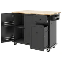 Rolling Kitchen Cart with Drop Leaf & Storage