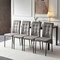 Streamdale Furniture 5-Piece Dining Set Including Grey Velvet High Back Nordic Dining Chair & Creative Design Mdf Dining Table