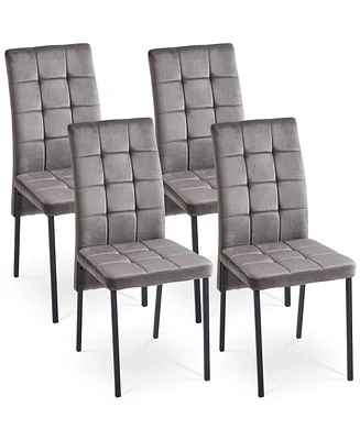 Simplie Fun 5-Piece Dining Set Including Grey Velvet High Back Nordic Dining Chair & Creative Design Mdf Dining Table