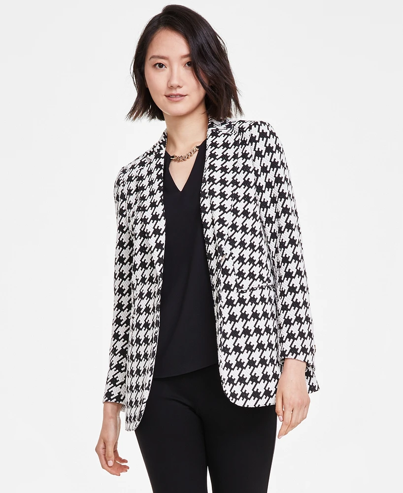 Anne Klein Women's Houndstooth Notched Collar Blazer