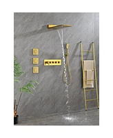 Streamdale Furniture Wall Mounted Waterfall Rain Shower System With 3 Body Sprays & Handheld Shower