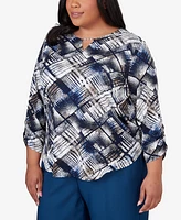 Alfred Dunner Plus Classic Abstract Textured Patchwork Top