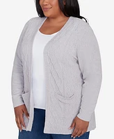 Alfred Dunner Plus Classic Chenille Cardigan With Pockets