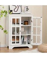 Costway Bathroom Floor Cabinet Display Storage Cabinet with Adjustable Shelves