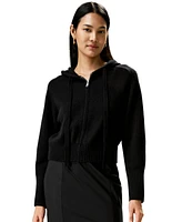 Lilysilk Women's Short Zip-Up Wool Cashmere Hoodie for Women