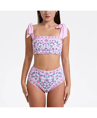 Jessie Zhao New York Women's Pink Blossom Reversible Two-Piece Swimsuit