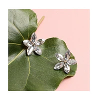 Sohi Women's Crystal Flora Stud Earrings