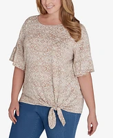 Ruby Rd. Plus Medallion Puff Print Tied T-Shirt