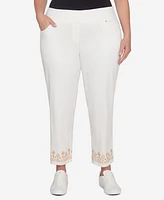 Ruby Rd. Plus Denim Embroidered Ankle Pants