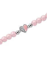 Giani Bernini Rose Quartz & Cubic Zirconia Heart Bead Stretch Bracelet in 18k Gold-Plated Sterling Silver