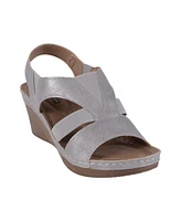 Gc Shoes Women's Banks Cut Out Elastic Slingback Wedge Sandals