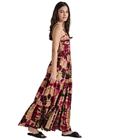 Dkny Women's Cotton Printed Tiered Maxi Dress