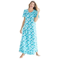 Dreams & Co. Women's Plus Petite Long Floral Print Cotton Gown