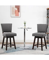 Homcom Swivel Bar Stools Set of 2 for Kitchen Counter Wood Legs Foot Rest, Grey