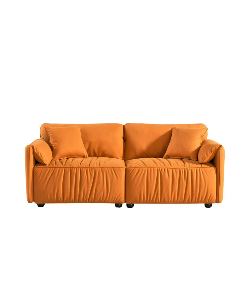 Simplie Fun Mid-Century Orange Sofa Set for Living Room or Bedroom